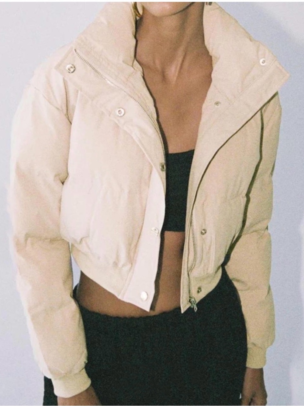 Princess Polly Cropped Beige Puffer Jacket